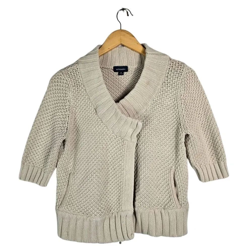 Witchery Cream Knit Cardigan – Textured Soft Knit, Shawl Collar Size M